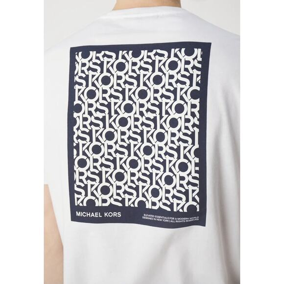 NWT Michael Kors Men's Graphic Block Logo Cotton White Designer Tee 2XL - Picture 6 of 6